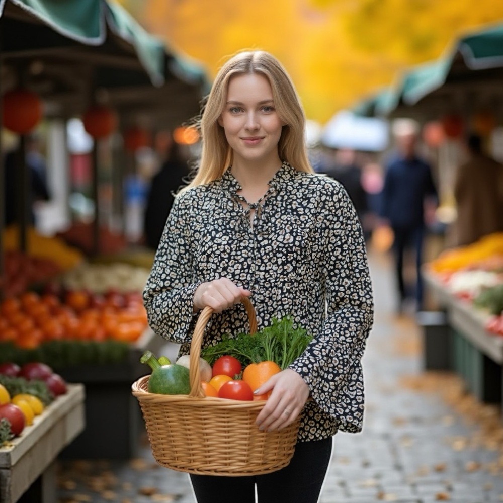 Anna Kaci Brown Pattern Long Tiered Bell Sleeve Boho Blouse Size L